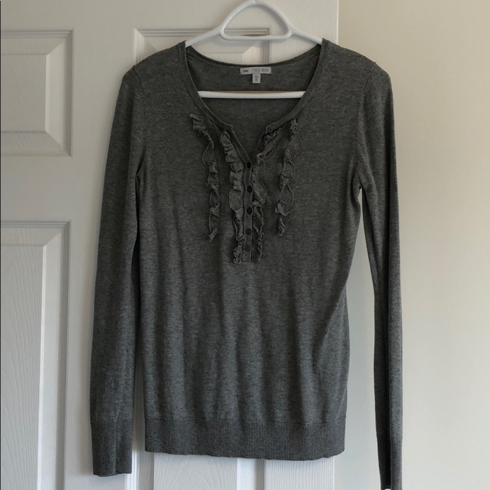 Gray GAP Sweater with Ruffe Detail